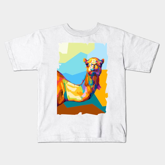 Animals Camel Wpap Art Kids T-Shirt by SiksisArt